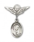 Pin Badge with St. Philomena Charm and Angel with Smaller Wings Badge Pin