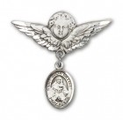 Pin Badge with St. Julia Billiart Charm and Angel with Larger Wings Badge Pin