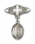 Pin Badge with St. Zoe of Rome Charm and Badge Pin with Cross