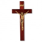 Dark Cherry Wall Crucifix Golden Color Corpus - 12 inch