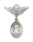 Pin Badge with St. Bridget of Sweden Charm and Angel with Smaller Wings Badge Pin