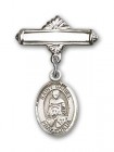 Pin Badge with St. Daniel Charm and Polished Engravable Badge Pin