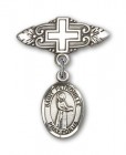 Pin Badge with St. Petronille Charm and Badge Pin with Cross