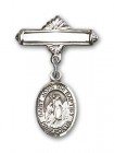 Pin Badge with St. John the Baptist Charm and Polished Engravable Badge Pin