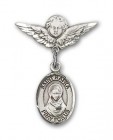 Pin Badge with St. Rafka Charm and Angel with Smaller Wings Badge Pin