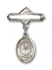 Pin Badge with St. Lawrence Charm and Polished Engravable Badge Pin