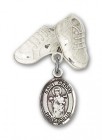 Pin Badge with St. Aedan of Ferns Charm and Baby Boots Pin