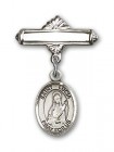 Pin Badge with St. Lucia of Syracuse Charm and Polished Engravable Badge Pin