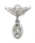 Pin Badge with Blue Miraculous Charm and Angel with Smaller Wings Badge Pin