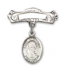 Pin Badge with St. Apollonia Charm and Arched Polished Engravable Badge Pin
