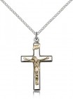 Women's Shiny Classic Crucifix Necklace Two-Tone