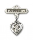 Baby Badge with Guardian Angel Charm and Godchild Badge Pin