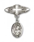 Pin Badge with St. Rene Goupil Charm and Badge Pin with Cross