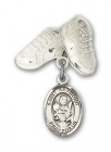 Pin Badge with St. Raymond Nonnatus Charm and Baby Boots Pin