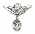 Pin Badge with St. Felicity Charm and Angel with Larger Wings Badge Pin