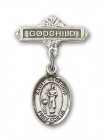 Pin Badge with St. Genesius of Rome Charm and Godchild Badge Pin