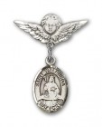 Pin Badge with St. Walburga Charm and Angel with Smaller Wings Badge Pin