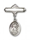 Pin Badge with St. Camillus of Lellis Charm and Polished Engravable Badge Pin