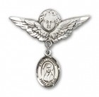 Pin Badge with St. Louise de Marillac Charm and Angel with Larger Wings Badge Pin