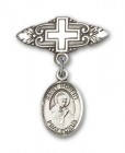 Pin Badge with St. Robert Bellarmine Charm and Badge Pin with Cross