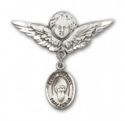 Pin Badge with St. Sharbel Charm and Angel with Larger Wings Badge Pin