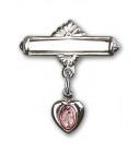 Engravable Baby Pin with Pink Miraculous Charm