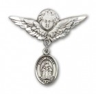 Pin Badge with St. Sophia Charm and Angel with Larger Wings Badge Pin