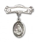 Pin Badge with St. Madonna Del Ghisallo Charm and Arched Polished Engravable Badge Pin
