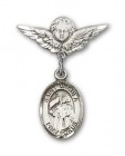 Pin Badge with St. Ursula Charm and Angel with Smaller Wings Badge Pin
