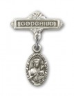 Baby Badge with Our Lady of Czestochowa Charm and Godchild Badge Pin