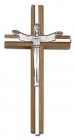Contemporary Risen Christ Wall Cross in Walnut and Metal Inlay 6"