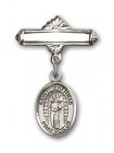 Pin Badge with St. Matthias the Apostle Charm and Polished Engravable Badge Pin