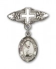 Pin Badge with St. Pio of Pietrelcina Charm and Badge Pin with Cross
