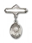 Pin Badge with St. Gianna Beretta Molla Charm and Polished Engravable Badge Pin