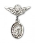 Pin Badge with St. Louis Marie de Montfort Charm and Angel with Smaller Wings Badge Pin