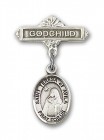 Pin Badge with St. Teresa of Avila Charm and Godchild Badge Pin