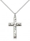 Women's Square Edge Cross with Vine Etching