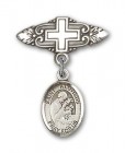 Pin Badge with St. Aloysius Gonzaga Charm and Badge Pin with Cross
