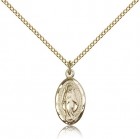 Women's Oval Etched Border Miraculous Pendant