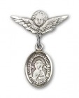 Pin Badge with Our Lady of Perpetual Help Charm and Angel with Smaller Wings Badge Pin