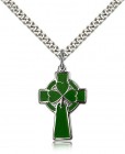 Green Enamel Celtic Cross Pendant