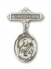 Pin Badge with St. Meinrad of Einsideln Charm and Godchild Badge Pin
