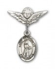 Pin Badge with St. Petronille Charm and Angel with Smaller Wings Badge Pin