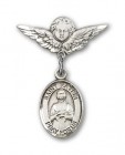 Pin Badge with St. Kateri Charm and Angel with Smaller Wings Badge Pin