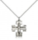 Modern Block Crucifix Medal