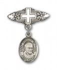 Pin Badge with St. Vincent de Paul Charm and Badge Pin with Cross