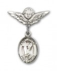 Pin Badge with St. Helen Charm and Angel with Smaller Wings Badge Pin