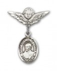 Pin Badge with St. Ignatius Charm and Angel with Smaller Wings Badge Pin