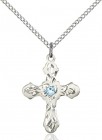 Medium Floral and Petal Cross Pendant with Birthstone Options