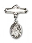 Pin Badge with St. Bernard of Clairvaux Charm and Polished Engravable Badge Pin